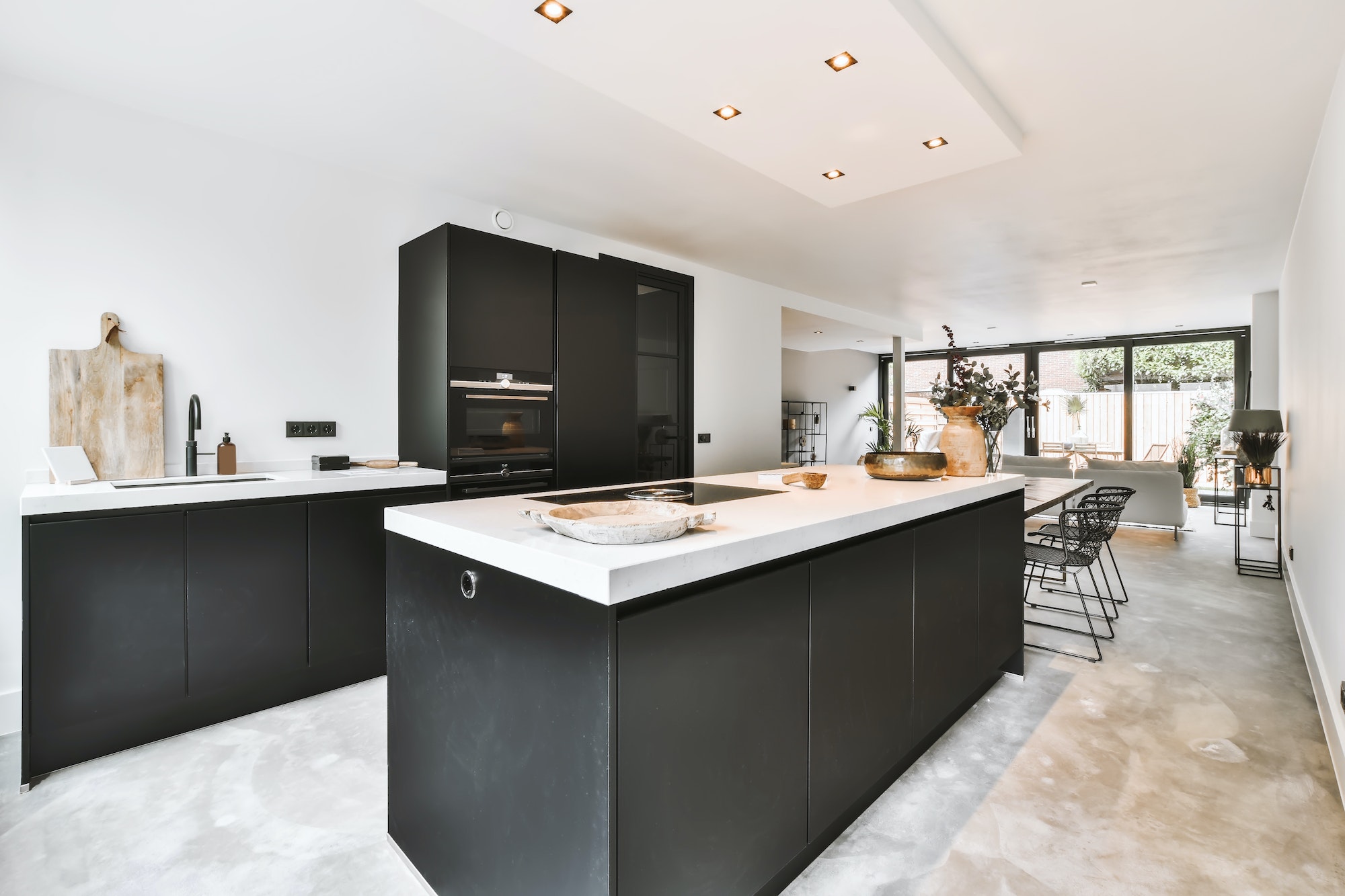 Stylish kitchen with black kitchen set